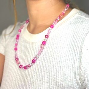 Pink and pearl beaded necklace